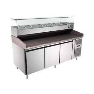 CN PIZZA CHILLER MARBLE TOP WITH TABLE TOP SALAD BAR 6.7FT ~ CN-PCC-3DCC6.7-M+TSC2.0