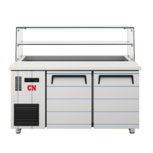 CN OPEN TOP SALAD COUNTER CHILLER WITH FULL SNEEZE GLASS, Options of 4,5 & 6 Feet ~ CN-OTSCFSG